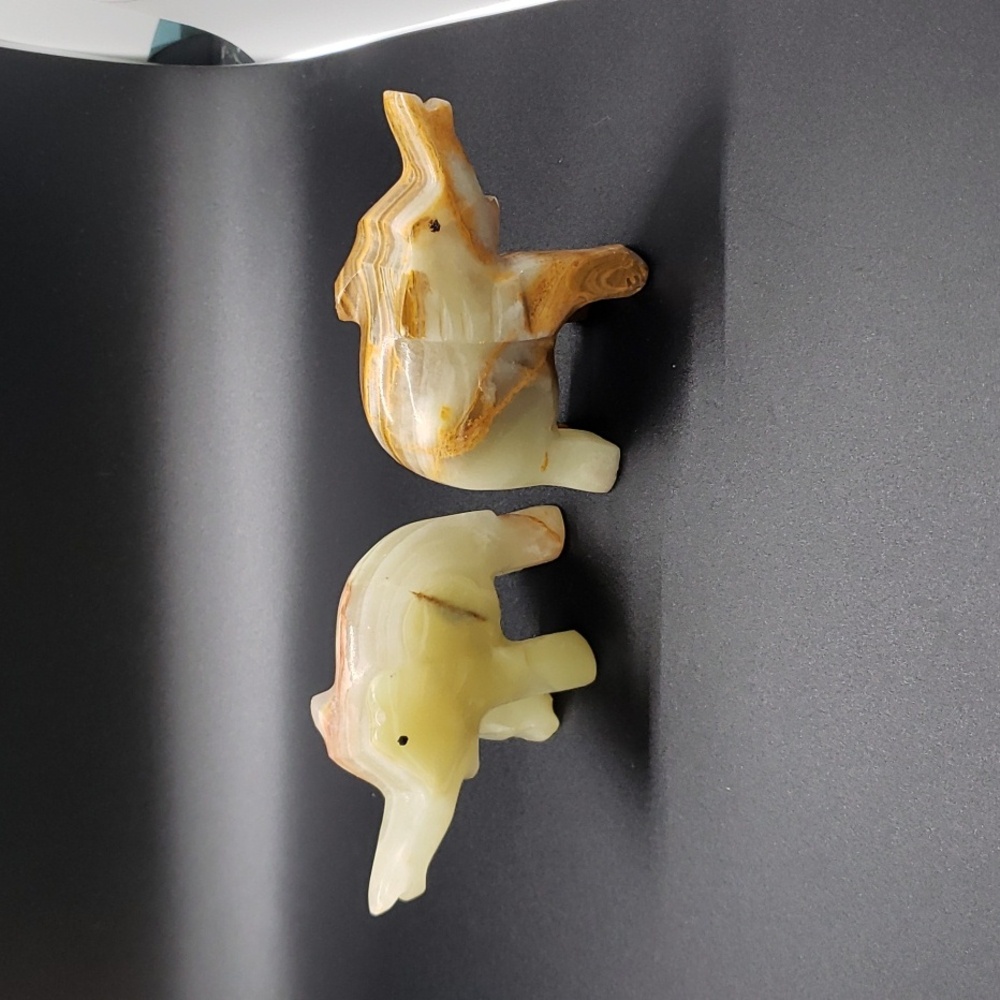 Vintage Hand Carved Onyx Elephant Figurines - Picture 2 of 7